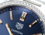 Buy Shop Tag Heuer Carrera Quartz Diamonds Blue Dial Silver Steel Strap Watch for Women - WAR1114.BA0601 USA Online