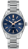 Buy Shop Tag Heuer Carrera Quartz Diamonds Blue Dial Silver Steel Strap Watch for Women - WAR1114.BA0601 USA Online