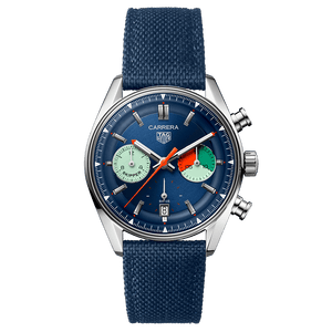 Buy Shop Tag Heuer Carrera Skipper Automatic Chronograph Blue Dial Blue Nylon Strap Watch for Men - CBS2213.FN6002 USA Online