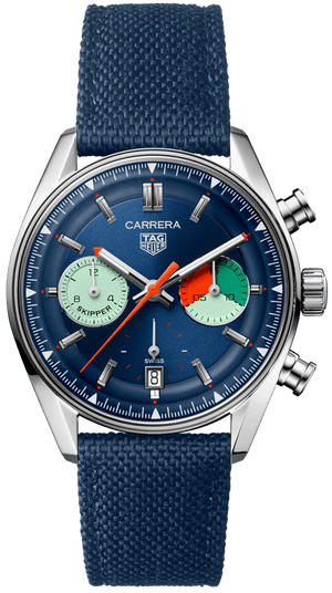 Buy Shop Tag Heuer Carrera Skipper Automatic Chronograph Blue Dial Blue Nylon Strap Watch for Men - CBS2213.FN6002 USA Online