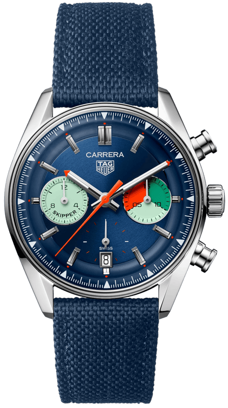 Buy Shop Tag Heuer Carrera Skipper Automatic Chronograph Blue Dial Blue Nylon Strap Watch for Men - CBS2213.FN6002 USA Online