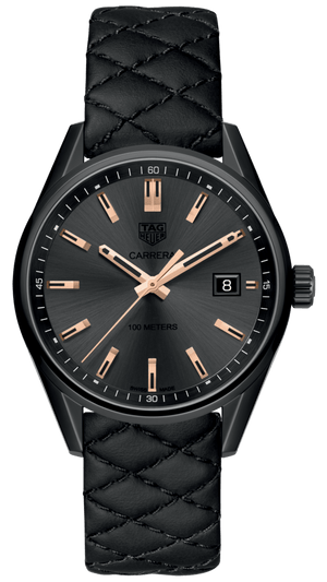 Buy Shop Tag Heuer Carrera Special Edition Black Dial Black Leather Strap Watch for Women - WAR1113.FC6392 USA Online