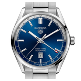 Buy Shop Tag Heuer Carrera Twin Time Blue Dial Silver Steel Strap Watch for Men - WBN201A.BA0640 USA Online