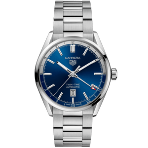 Buy Shop Tag Heuer Carrera Twin Time Blue Dial Silver Steel Strap Watch for Men - WBN201A.BA0640 USA Online