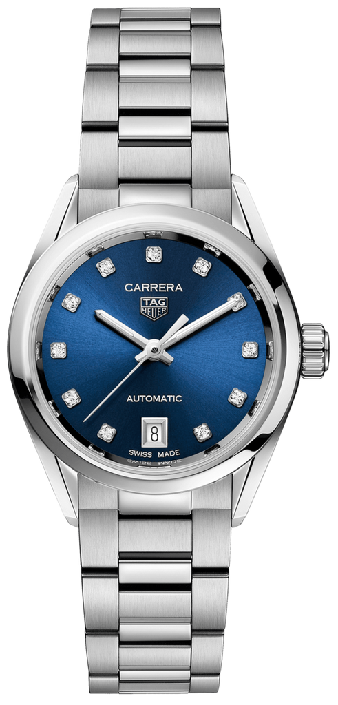 Buy Shop Tag Heuer Carrera Diamonds Blue Dial Silver Steel Strap Watch for Women - WBN2413.BA0621 USA Online