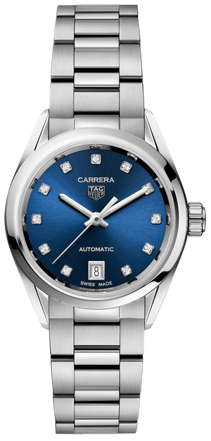 Buy Shop Tag Heuer Carrera Diamonds Blue Dial Silver Steel Strap Watch for Women - WBN2413.BA0621 USA Online
