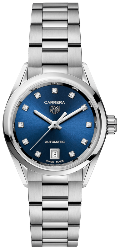 Buy Shop Tag Heuer Carrera Diamonds Blue Dial Silver Steel Strap Watch for Women - WBN2413.BA0621 USA Online
