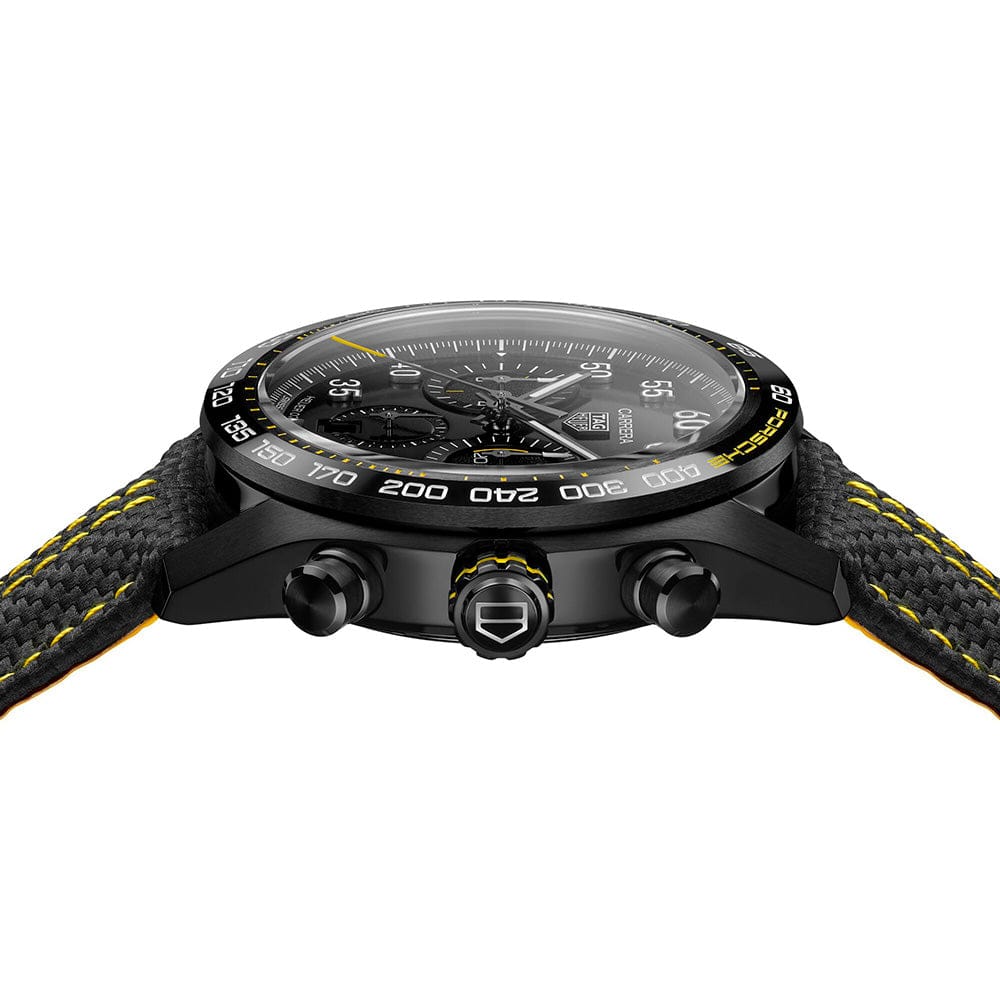 Buy Shop Tag Heuer Carrera x Porsche Automatic Chronograph Black Dial Black Nylon Strap Watch for Men - CBN2A1H.FC6512 USA Online