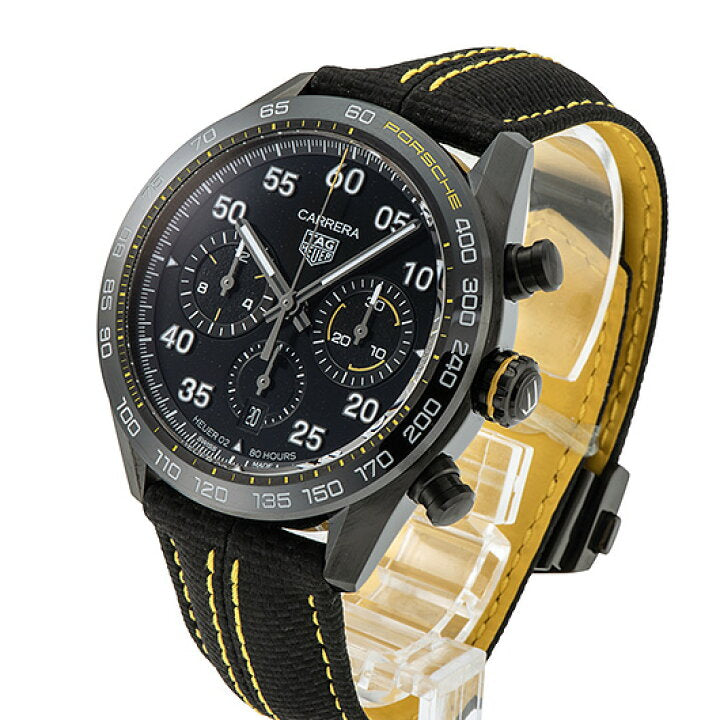 Buy Shop Tag Heuer Carrera x Porsche Automatic Chronograph Black Dial Black Nylon Strap Watch for Men - CBN2A1H.FC6512 USA Online