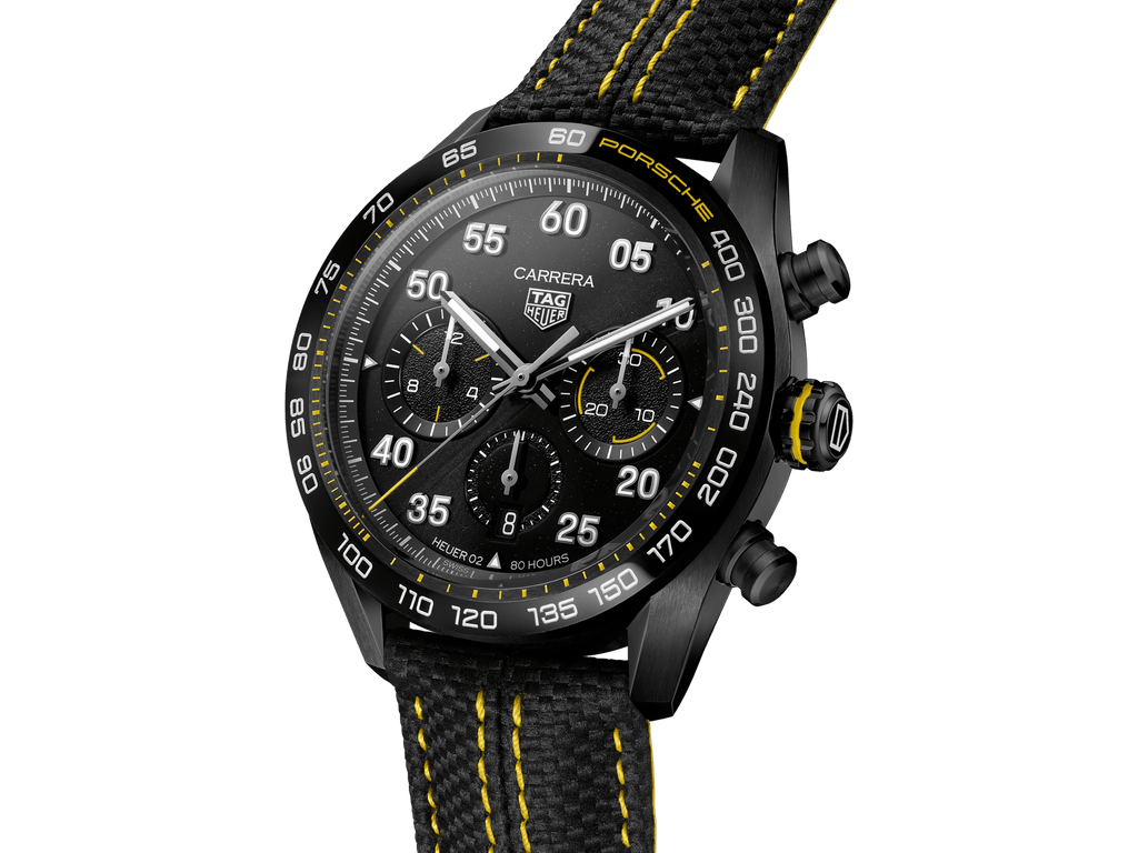 Buy Shop Tag Heuer Carrera x Porsche Automatic Chronograph Black Dial Black Nylon Strap Watch for Men - CBN2A1H.FC6512 USA Online