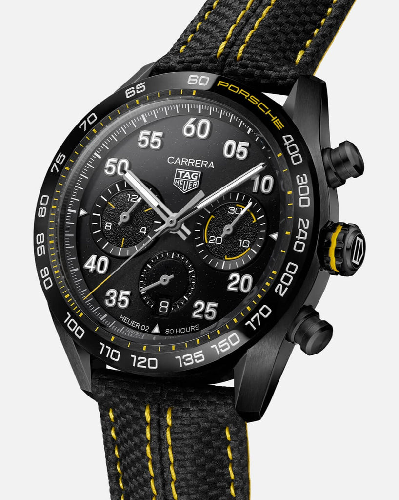 Buy Shop Tag Heuer Carrera x Porsche Automatic Chronograph Black Dial Black Nylon Strap Watch for Men - CBN2A1H.FC6512 USA Online