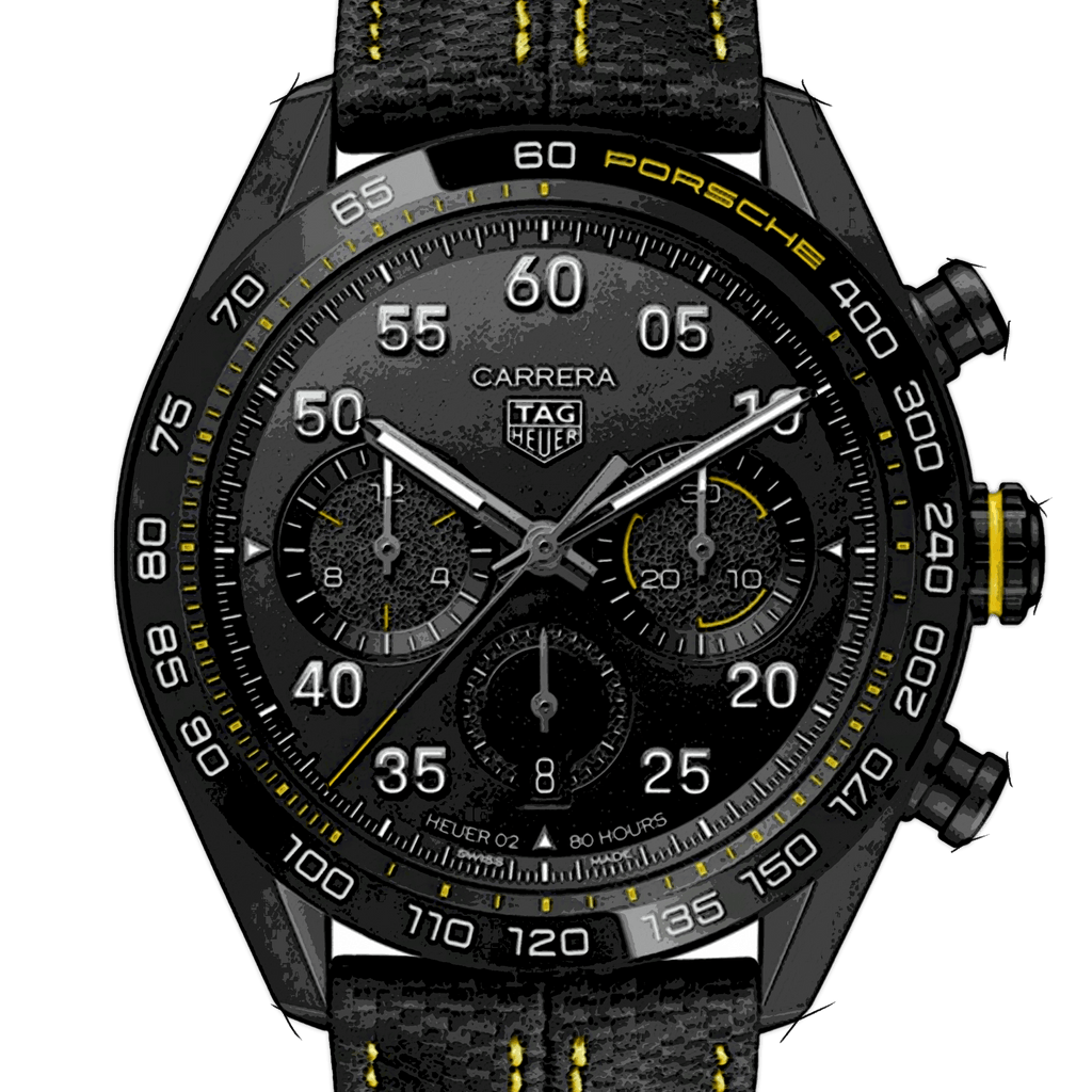 Buy Shop Tag Heuer Carrera x Porsche Automatic Chronograph Black Dial Black Nylon Strap Watch for Men - CBN2A1H.FC6512 USA Online