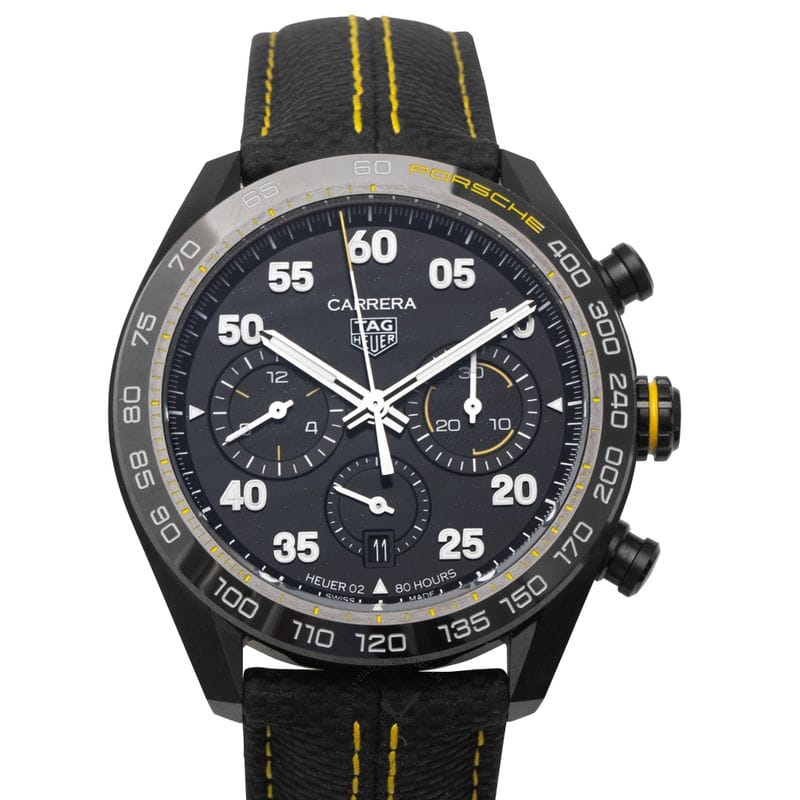 Buy Shop Tag Heuer Carrera x Porsche Automatic Chronograph Black Dial Black Nylon Strap Watch for Men - CBN2A1H.FC6512 USA Online