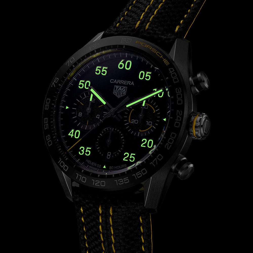 Tag Heuer Carrera x Porsche Automatic Chronograph Black Dial Black Nylon Strap Watch for Men - CBN2A1H.FC6512