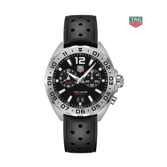 Buy Shop Tag Heuer Formula 1 Alarm Quartz Black Dial Black Rubber Strap Watch for Men - WAZ111A.FT8023 USA Online