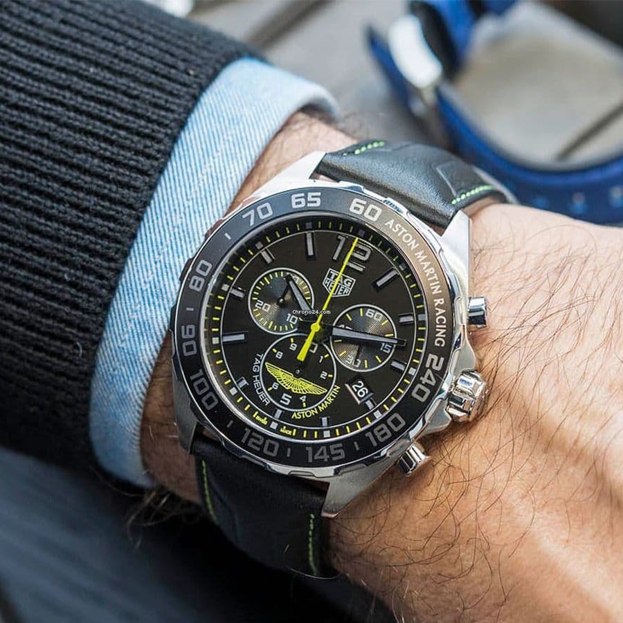 Buy Shop Tag Heuer Formula 1 Aston Martin Black Dial Black Leather Strap Watch for Men - CAZ101P.FC8245 USA Online