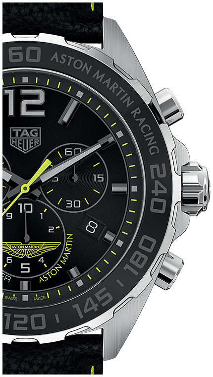 Buy Shop Tag Heuer Formula 1 Aston Martin Black Dial Black Leather Strap Watch for Men - CAZ101P.FC8245 USA Online