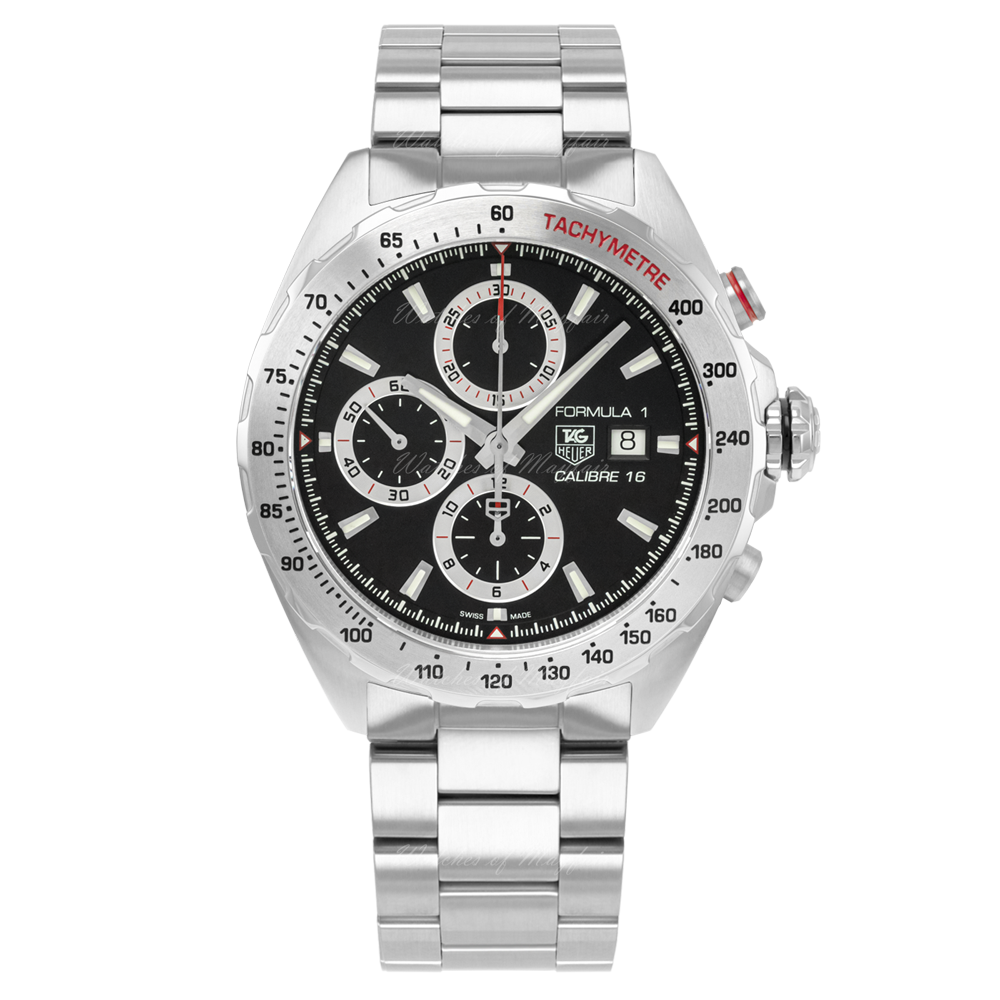 Buy Shop Tag Heuer Formula 1 Calibre 16 Automatic Chronograph Black Dial Silver Steel Strap Watch for Men - CAZ2010.BA0876 USA Online