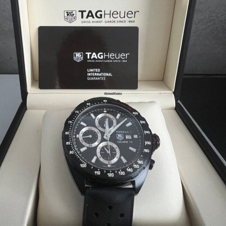 Buy Shop Tag Heuer Formula 1 Automatic Chronograph Black Dial Black Leather Strap Watch for Men - CAZ2011.FT8024 USA Online