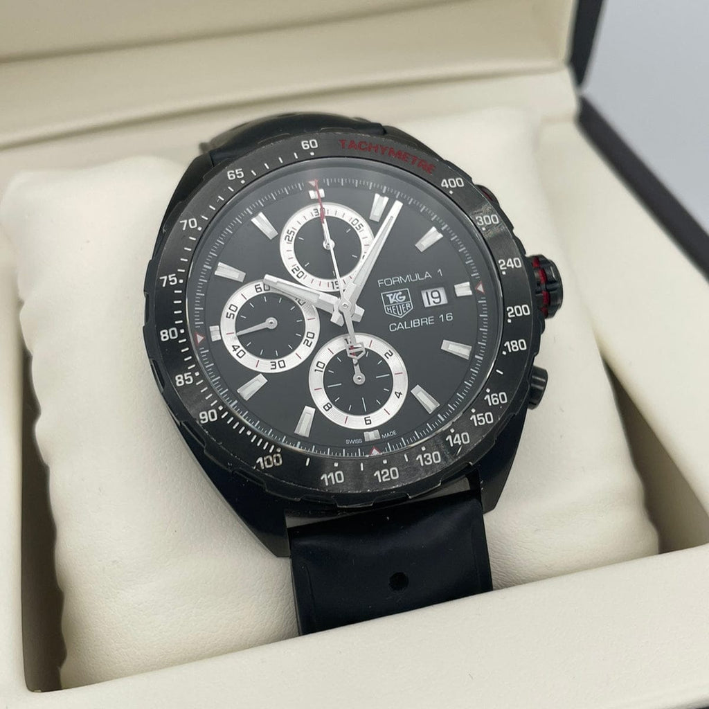 Buy Shop Tag Heuer Formula 1 Automatic Chronograph Black Dial Black Leather Strap Watch for Men - CAZ2011.FT8024 USA Online