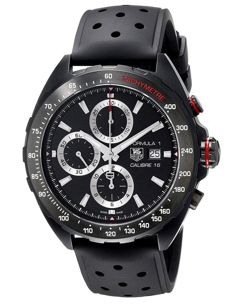 Buy Shop Tag Heuer Formula 1 Automatic Chronograph Black Dial Black Leather Strap Watch for Men - CAZ2011.FT8024 USA Online
