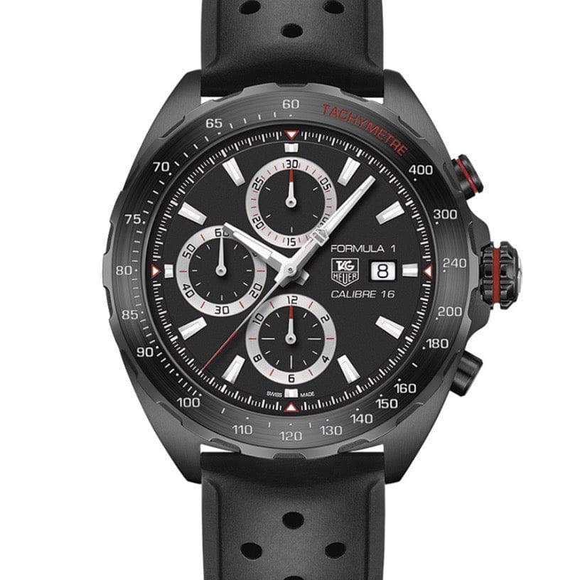 Buy Shop Tag Heuer Formula 1 Automatic Chronograph Black Dial Black Leather Strap Watch for Men - CAZ2011.FT8024 USA Online