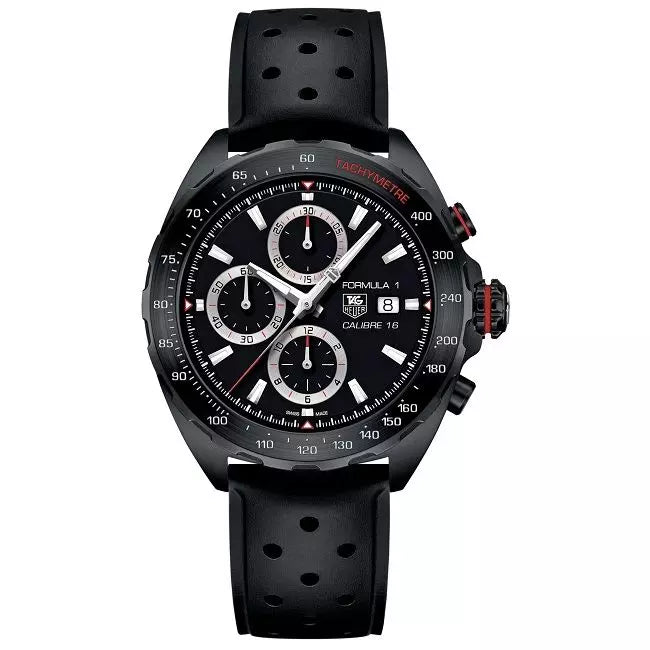 Buy Shop Tag Heuer Formula 1 Automatic Chronograph Black Dial Black Leather Strap Watch for Men - CAZ2011.FT8024 USA Online