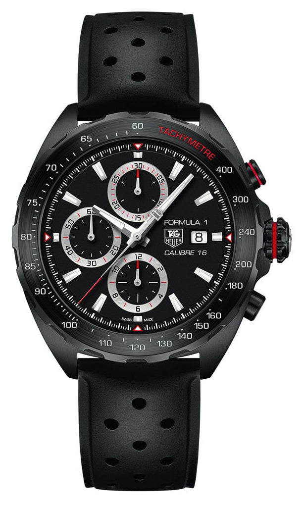 Buy Shop Tag Heuer Formula 1 Automatic Chronograph Black Dial Black Leather Strap Watch for Men - CAZ2011.FT8024 USA Online