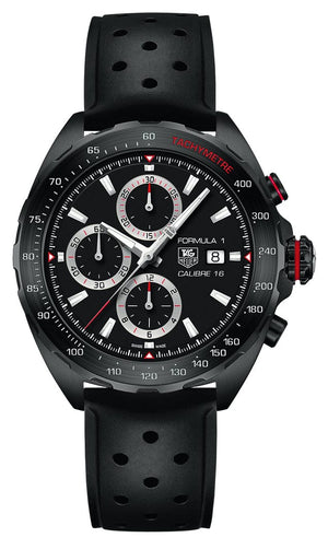 Buy Shop Tag Heuer Formula 1 Automatic Chronograph Black Dial Black Leather Strap Watch for Men - CAZ2011.FT8024 USA Online