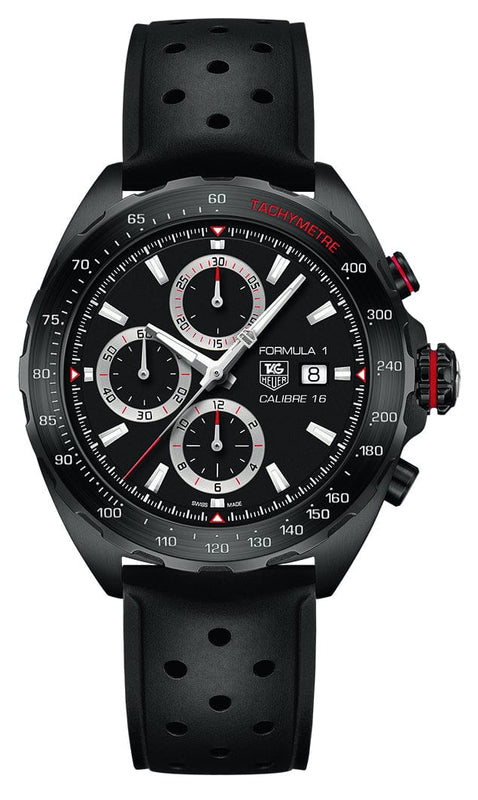 Buy Shop Tag Heuer Formula 1 Automatic Chronograph Black Dial Black Leather Strap Watch for Men - CAZ2011.FT8024 USA Online