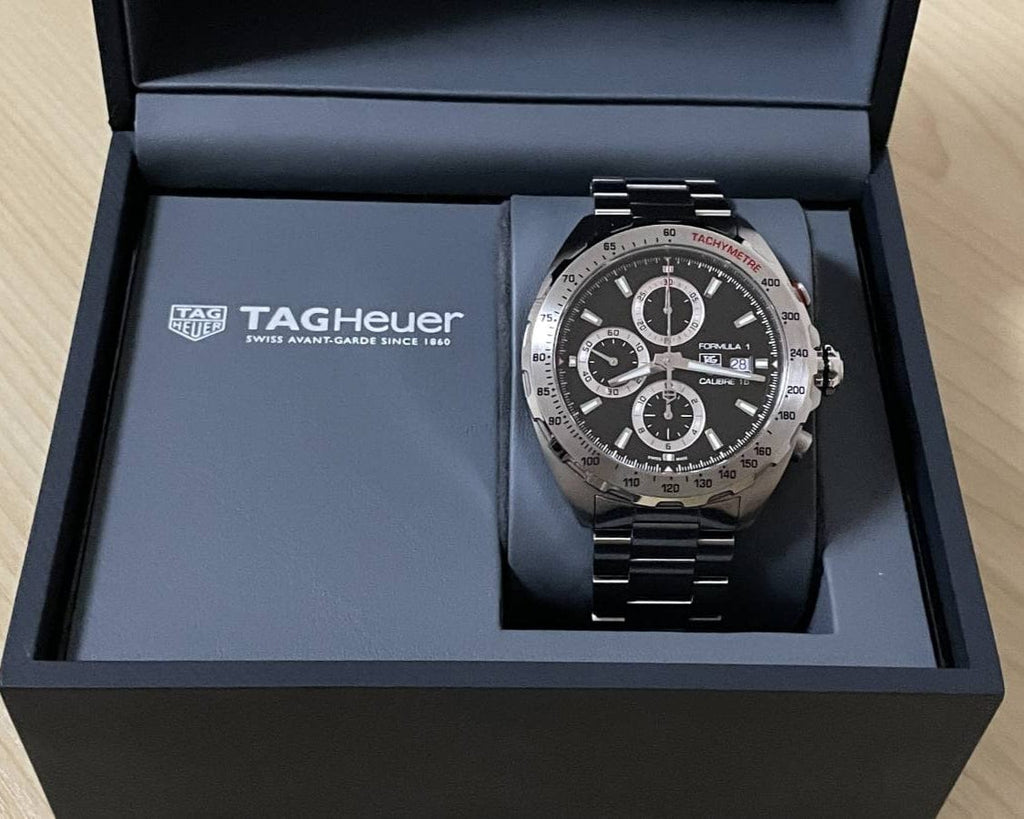 Buy Shop Tag Heuer Formula 1 Calibre 16 Automatic Chronograph Black Dial Silver Steel Strap Watch for Men - CAZ2010.BA0876 USA Online