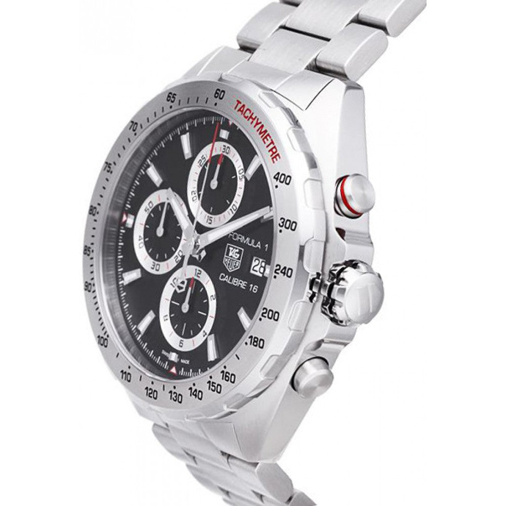 Buy Shop Tag Heuer Formula 1 Calibre 16 Automatic Chronograph Black Dial Silver Steel Strap Watch for Men - CAZ2010.BA0876 USA Online