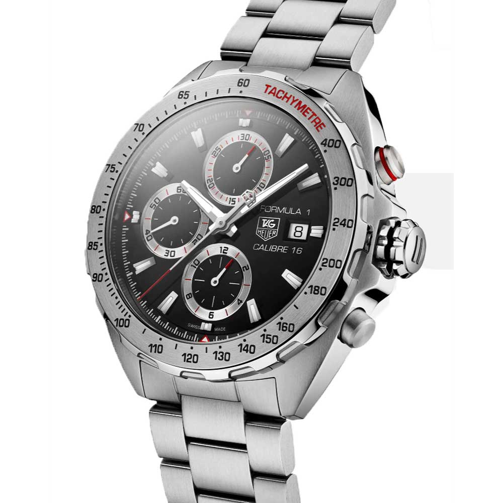 Buy Shop Tag Heuer Formula 1 Calibre 16 Automatic Chronograph Black Dial Silver Steel Strap Watch for Men - CAZ2010.BA0876 USA Online