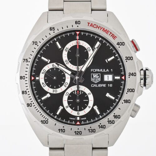 Buy Shop Tag Heuer Formula 1 Calibre 16 Automatic Chronograph Black Dial Silver Steel Strap Watch for Men - CAZ2010.BA0876 USA Online