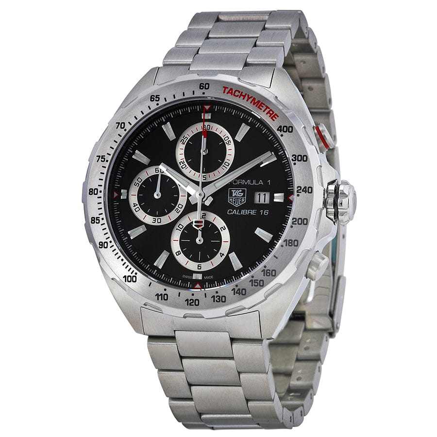 Buy Shop Tag Heuer Formula 1 Calibre 16 Automatic Chronograph Black Dial Silver Steel Strap Watch for Men - CAZ2010.BA0876 USA Online