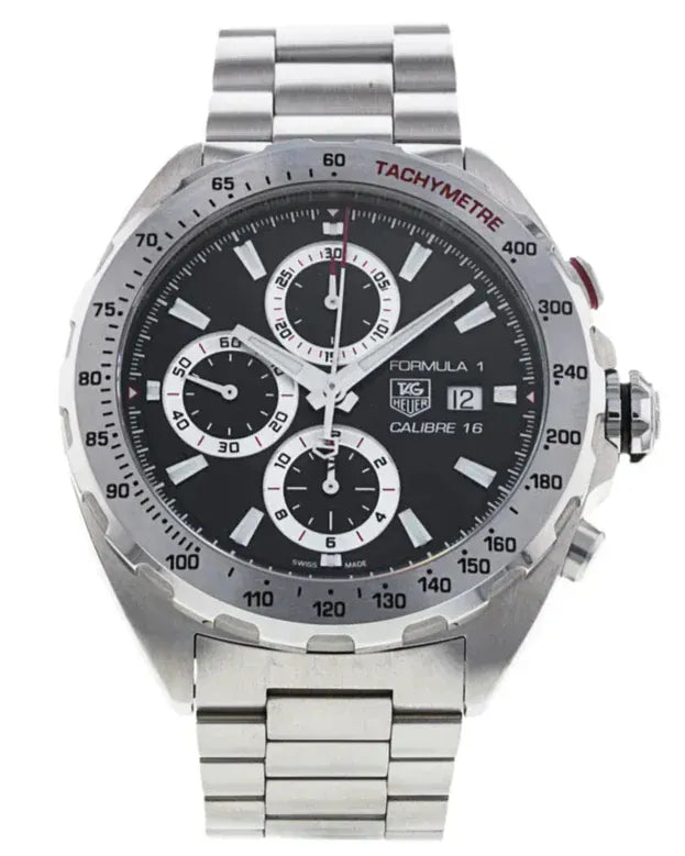 Buy Shop Tag Heuer Formula 1 Calibre 16 Automatic Chronograph Black Dial Silver Steel Strap Watch for Men - CAZ2010.BA0876 USA Online
