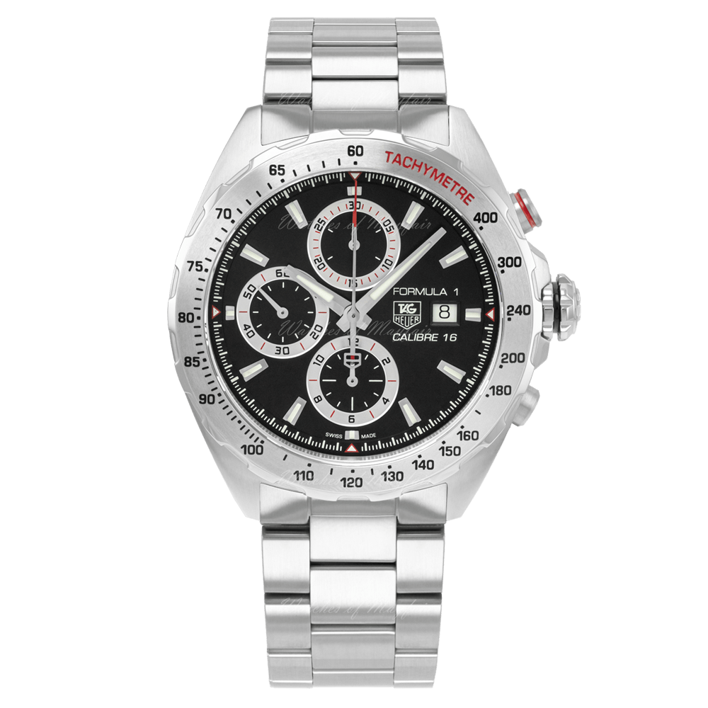 Buy Shop Tag Heuer Formula 1 Calibre 16 Automatic Chronograph Black Dial Silver Steel Strap Watch for Men - CAZ2010.BA0876 USA Online