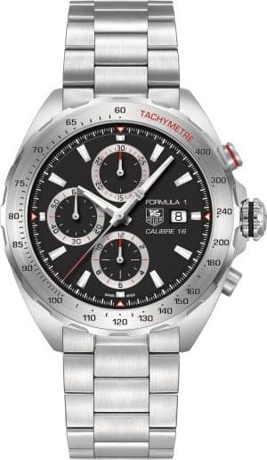Buy Shop Tag Heuer Formula 1 Calibre 16 Automatic Chronograph Black Dial Silver Steel Strap Watch for Men - CAZ2010.BA0876 USA Online