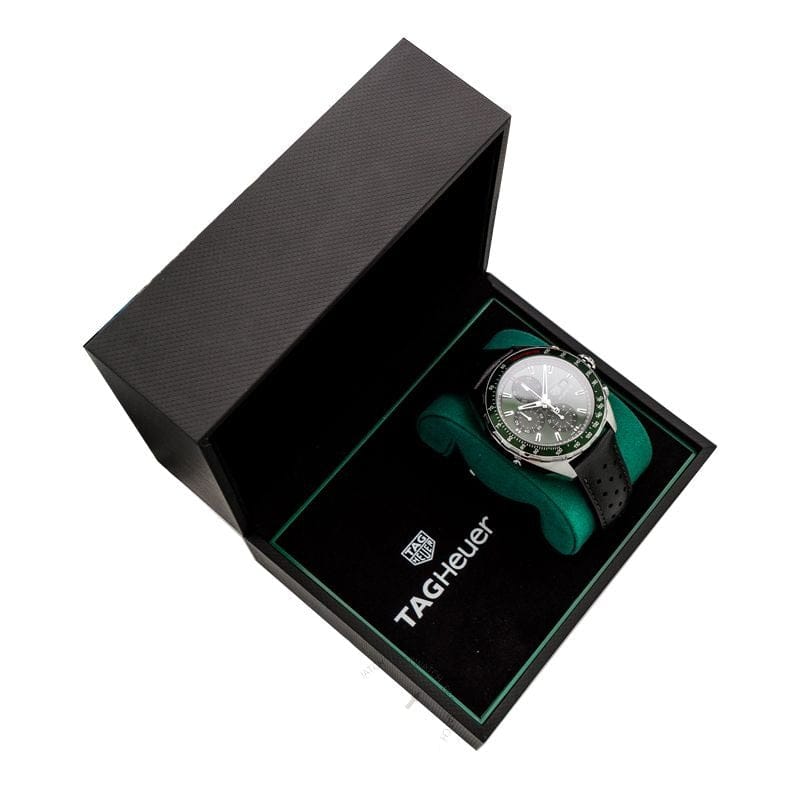 Buy Shop Tag Heuer Formula 1 Calibre 16 Automatic Chronograph Green Dial Black Leather Strap Watch for Men - CAZ2016.FC6473 USA Online