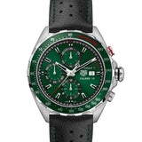 Buy Shop Tag Heuer Formula 1 Calibre 16 Automatic Chronograph Green Dial Black Leather Strap Watch for Men - CAZ2016.FC6473 USA Online
