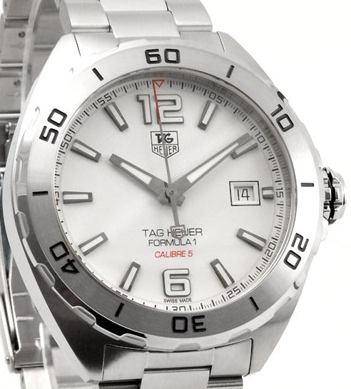 Buy Shop Tag Heuer Formula 1 Calibre 5 Automatic White Dial Silver Steel Strap Watch for Men - WAZ2114.BA0875 USA Online
