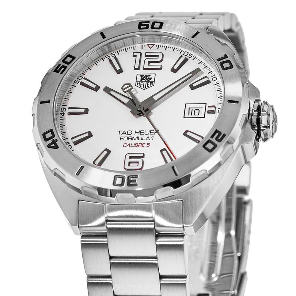 Buy Shop Tag Heuer Formula 1 Calibre 5 Automatic White Dial Silver Steel Strap Watch for Men - WAZ2114.BA0875 USA Online