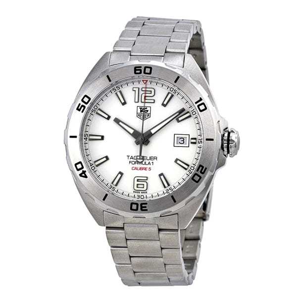 Buy Shop Tag Heuer Formula 1 Calibre 5 Automatic White Dial Silver Steel Strap Watch for Men - WAZ2114.BA0875 USA Online
