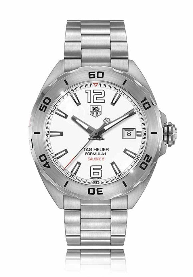 Buy Shop Tag Heuer Formula 1 Calibre 5 Automatic White Dial Silver Steel Strap Watch for Men - WAZ2114.BA0875 USA Online