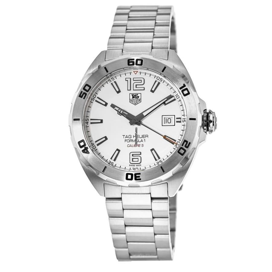 Buy Shop Tag Heuer Formula 1 Calibre 5 Automatic White Dial Silver Steel Strap Watch for Men - WAZ2114.BA0875 USA Online
