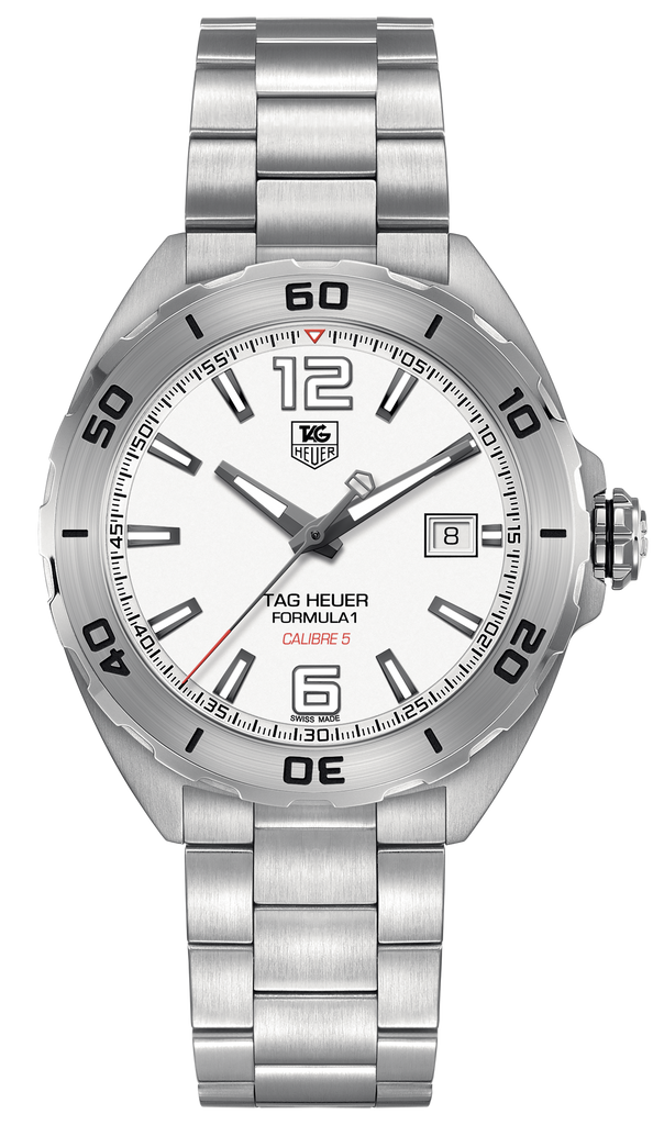 Buy Shop Tag Heuer Formula 1 Calibre 5 Automatic White Dial Silver Steel Strap Watch for Men - WAZ2114.BA0875 USA Online