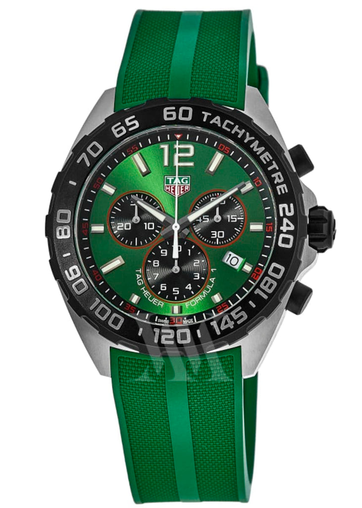 Buy Shop Tag Heuer Formula 1 Chronograph Green Dial Green Rubber Strap Watch for Men - CAZ101AP.FT8056 USA Online