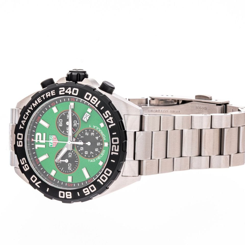Buy Shop Tag Heuer Formula 1 Chronograph Green Dial Silver Steel Strap Watch for Men - CAZ101AP.BA0842 USA Online