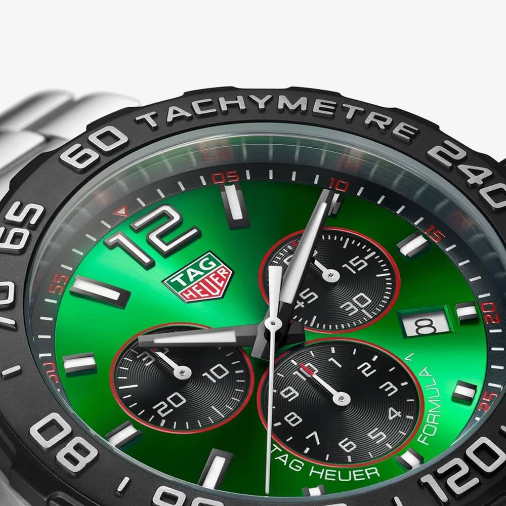 Buy Shop Tag Heuer Formula 1 Chronograph Green Dial Silver Steel Strap Watch for Men - CAZ101AP.BA0842 USA Online