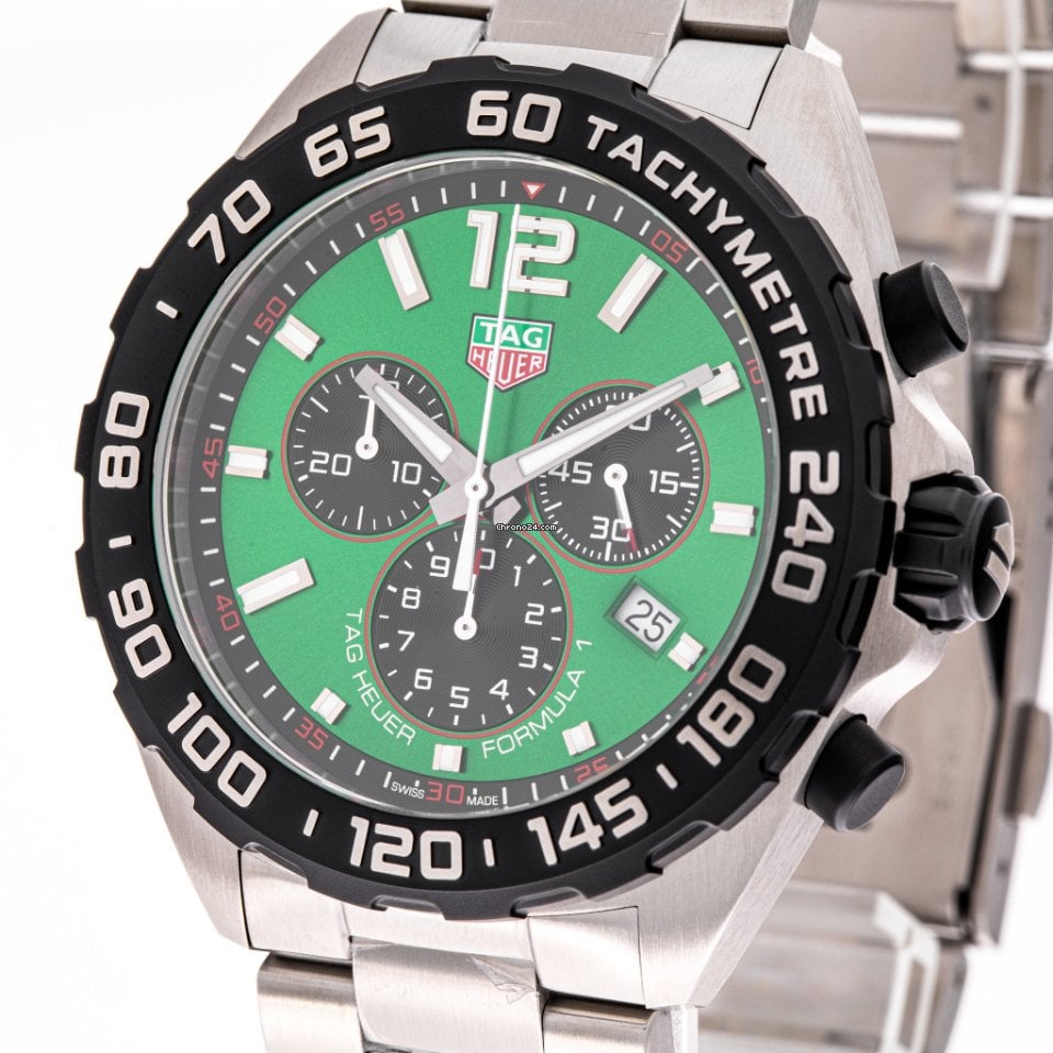 Buy Shop Tag Heuer Formula 1 Chronograph Green Dial Silver Steel Strap Watch for Men - CAZ101AP.BA0842 USA Online